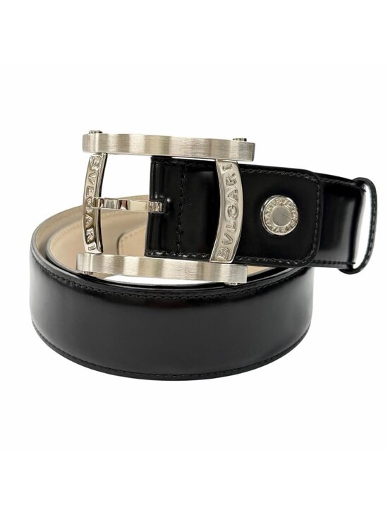 Bvlgari Ashoma Belt Pin Buckle Leather Black Silver 46 main image 2